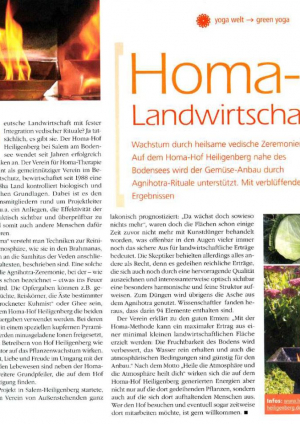 2009-01, Yoga aktuell Nr. 57, yoga welt - green Yoga, Homa-Landwirtschaft